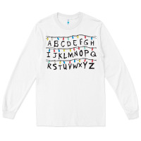 White Stranger Lights Alphabet Long Sleeve Tee - artisFamous
