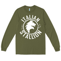 Army Green Italian Stallion Long Sleeve Tee - artisFamous