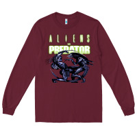 Burgundy Predator Alien Long Sleeve Tee - artisFamous
