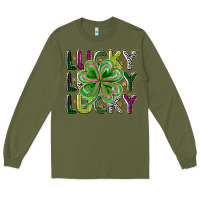 Army Green Lucky Long Sleeve Tee - CowhideDigitalArt