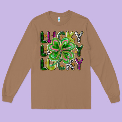 Lucky Long Sleeve Tee Designed By Cowhidedigitalart