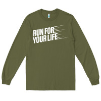 Army Green run for your life Long Sleeve Tee - artisFamous