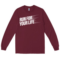 Burgundy run for your life Long Sleeve Tee - artisFamous