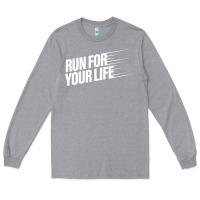 Heather Grey run for your life Long Sleeve Tee - artisFamous
