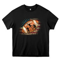 Black American Football Flag Players Heavy Core Tee - CowCowDesign