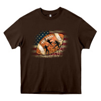 Chocolate Brown American Football Flag Players Heavy Core Tee - CowCowDesign