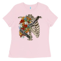 Bubblegum Pink kinda emotionless kinda emotional skeleton chest Ladies Tee - FaDigitalArtStudio