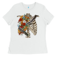 White kinda emotionless kinda emotional skeleton chest Ladies Tee - FaDigitalArtStudio