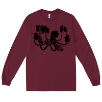 Burgundy Octopus Long Sleeve Tee - artisFamous