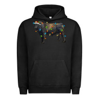 Pigment Black christmas black angus bull with christmas lights Urban Hoodie - RanaPortraitStore