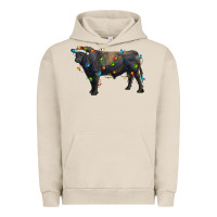 Pigment French Oak christmas black angus bull with christmas lights Urban Hoodie - RanaPortraitStore