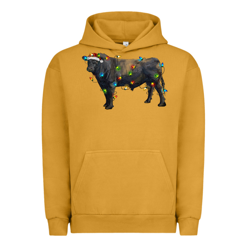 Christmas Black Angus Bull With Christmas Lights Urban Hoodie by RanaPortraitStore | Teevron