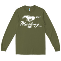 Army Green mustang pony script Long Sleeve Tee - artisFamous