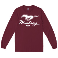 Burgundy mustang pony script Long Sleeve Tee - artisFamous