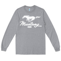 Heather Grey mustang pony script Long Sleeve Tee - artisFamous