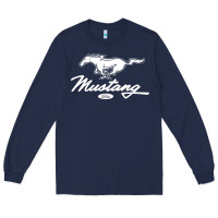 Navy mustang pony script Long Sleeve Tee - artisFamous