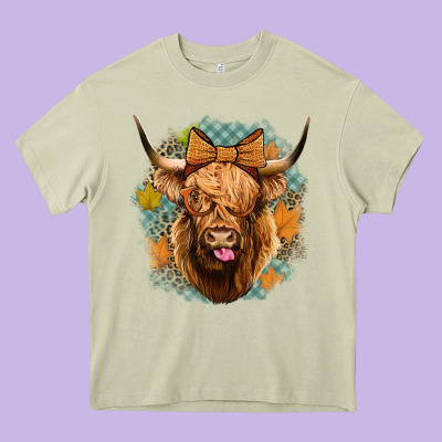 Fall Highland Cow Heavy Core Tee Designed By Jasminsmagicworld