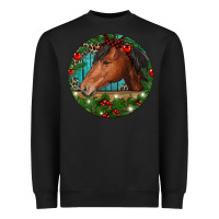 Black Western Horse Christmas Heavyweight Sweatshirt - RanaPortraitStore
