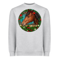 Heather Grey Western Horse Christmas Heavyweight Sweatshirt - RanaPortraitStore