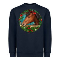 Navy Western Horse Christmas Heavyweight Sweatshirt - RanaPortraitStore