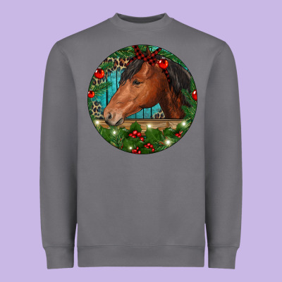 Western Horse Christmas Heavyweight Sweatshirt Designed By Ranaportraitstore