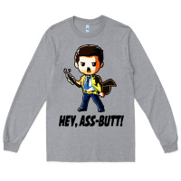 Heather Grey hey, ass butt Long Sleeve Tee - artisFamous