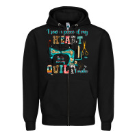 Black i sew a piece of my heart into every quilt i make Zipper Hoodie - RanaPortraitStore