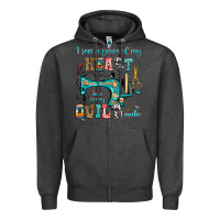 Charcoal Heather i sew a piece of my heart into every quilt i make Zipper Hoodie - RanaPortraitStore