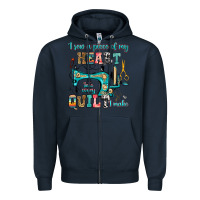 Navy i sew a piece of my heart into every quilt i make Zipper Hoodie - RanaPortraitStore