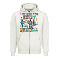 Oatmeal Heather i sew a piece of my heart into every quilt i make Zipper Hoodie - RanaPortraitStore