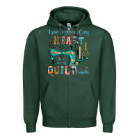 Sports Green i sew a piece of my heart into every quilt i make Zipper Hoodie - RanaPortraitStore