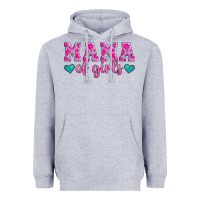 Heather Grey mama of girls floral pattern turquoise heart Heavyweight Hoodie - Jasminsmagicworld
