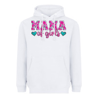 White mama of girls floral pattern turquoise heart Heavyweight Hoodie - Jasminsmagicworld