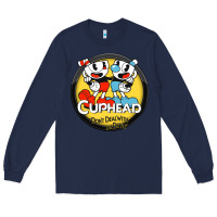 Navy Cuphead Long Sleeve Tee - artisFamous