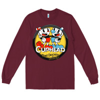 Burgundy Cuphead Long Sleeve Tee - artisFamous