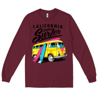 Burgundy california super surf Long Sleeve Tee - artisFamous