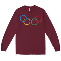 Burgundy OLYMPIC RINGS Long Sleeve Tee - artisFamous