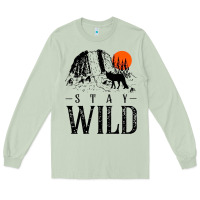 Matcha stay wild illustration with mountain Long Sleeve Tee - artisFamous
