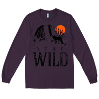 Plum stay wild illustration with mountain Long Sleeve Tee - artisFamous
