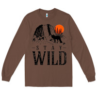 Chestnut stay wild illustration with mountain Long Sleeve Tee - artisFamous