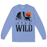 Colony Blue stay wild illustration with mountain Long Sleeve Tee - artisFamous