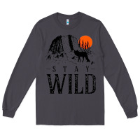 Smoke stay wild illustration with mountain Long Sleeve Tee - artisFamous