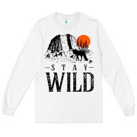 White stay wild illustration with mountain Long Sleeve Tee - artisFamous