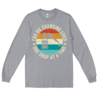 Heather Grey CBD Oil Changing Lives Long Sleeve Tee - artisFamous