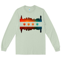 Matcha chicago flag skyline Long Sleeve Tee - artisFamous