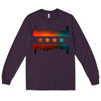 Plum chicago flag skyline Long Sleeve Tee - artisFamous