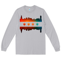 Moon Dust chicago flag skyline Long Sleeve Tee - artisFamous