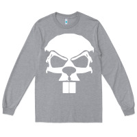 Heather Grey crazy beaver skull Long Sleeve Tee - artisFamous
