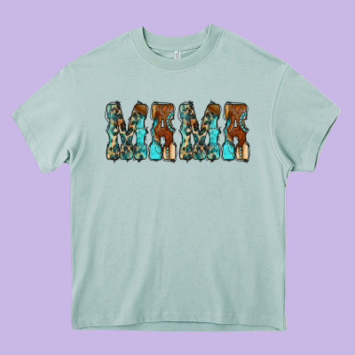 Mama Turquoise Tooled Heavy Core Tee Designed By Cowcowdesign
