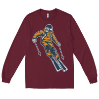 Burgundy born to ski Long Sleeve Tee - artisFamous